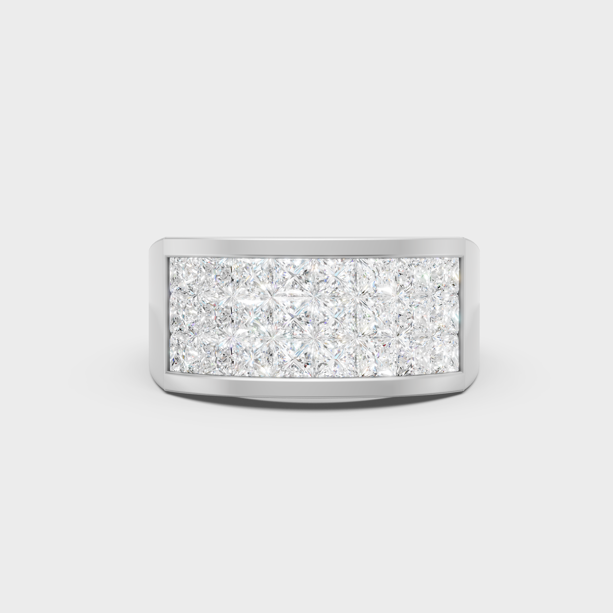 Certified 2.16 Carat Princess-Cut Lab-Grown Diamond Men's Ring In 14K White Gold